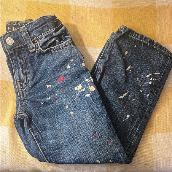 Polo by Ralph Lauren Blue and Red Paint-Splattered Jeans - Picture 4 of 6